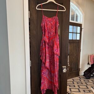 NWT FARM Rio red Paisley scarf loopy trim maxi size small